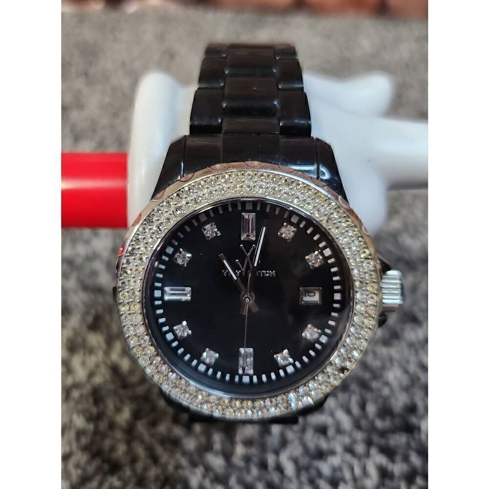 Toy Watch Black Plastermaic Watch Crystal  Accent Link Watch Bracelet